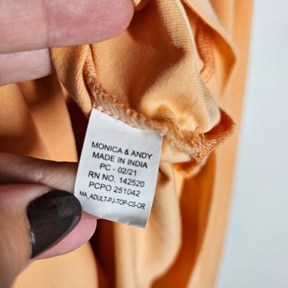 Monica + Andy Organic Long Sleeve Pajama Top L Peach‎ Orange Lounge Tunic Mommy - Picture 7 of 8